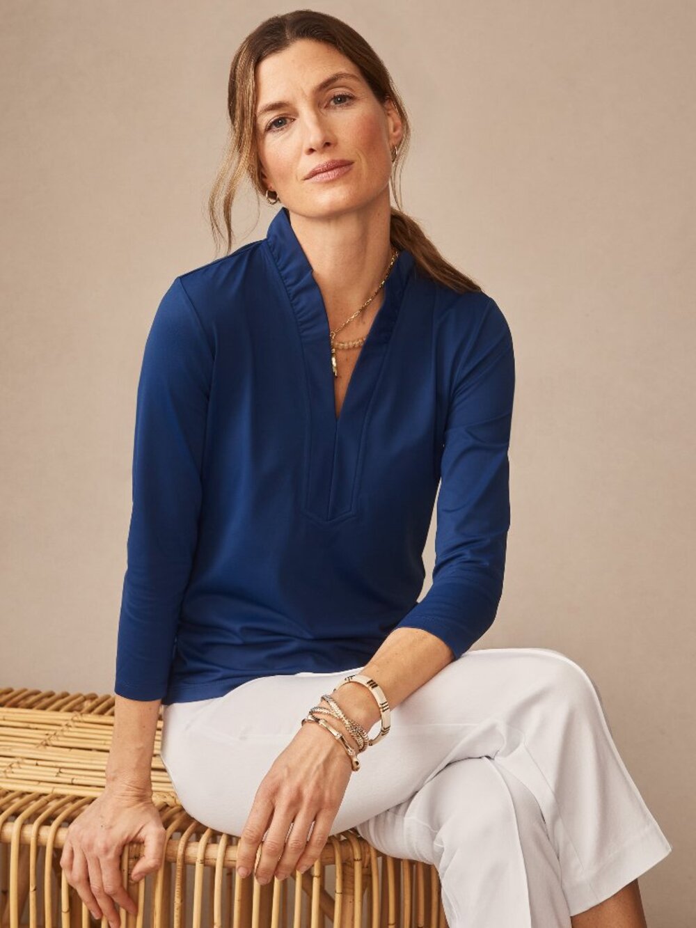 J McLaughlin Kate Ruffle Top - Nautical Navy NEW